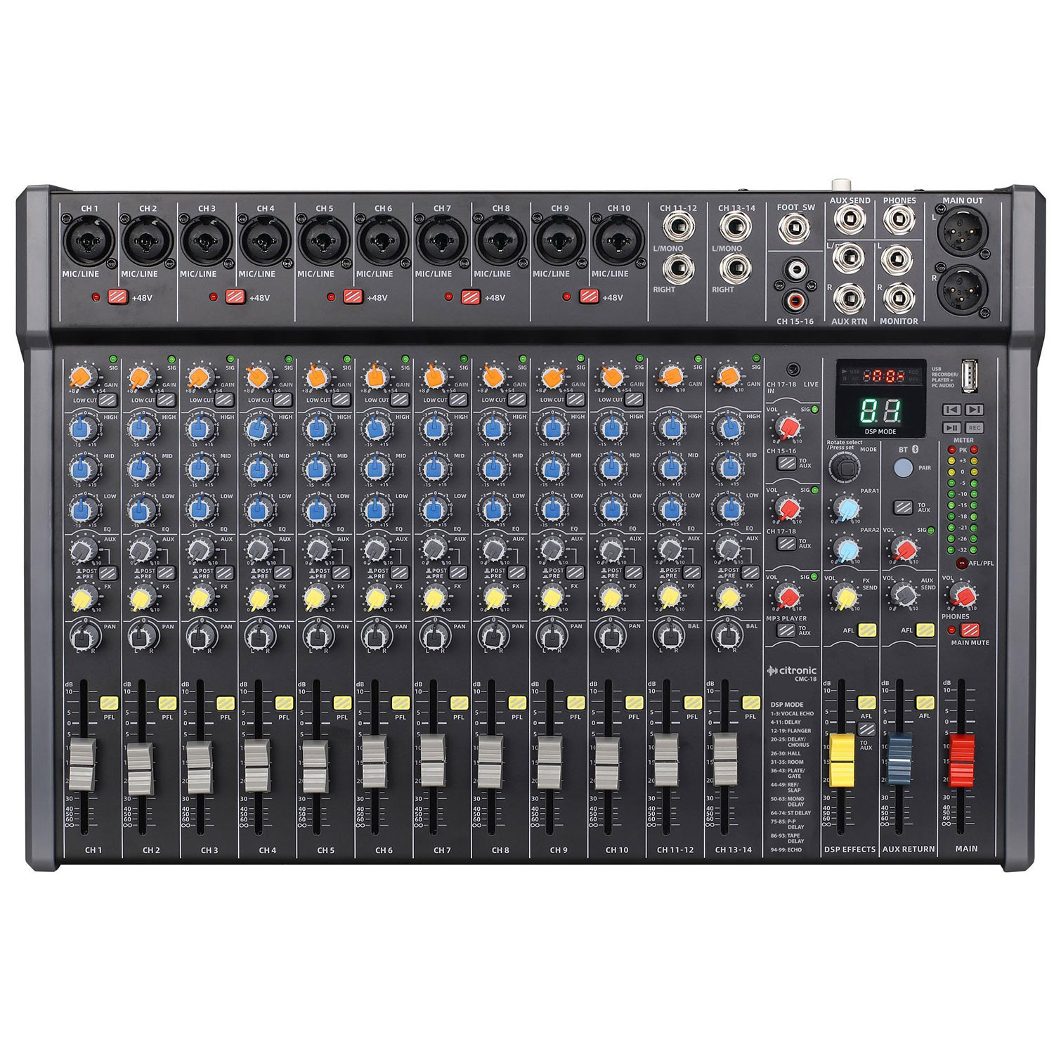 Citronic CMC-series Mixing Consoles DSP & USB/PC/BT Player 170.944UK
