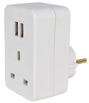 Adattatore da UK a Europa con Doppia Porta USB 429.910UK