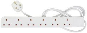 Prolunga 6 Prese Mercury - 2m, 13A, Bianco 430.011UK