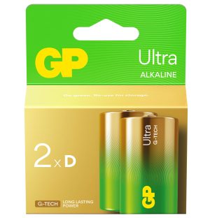 Batterie GP Ultra Alcaline - Confezione da 2, Tipo D (LR20) 656.017UK