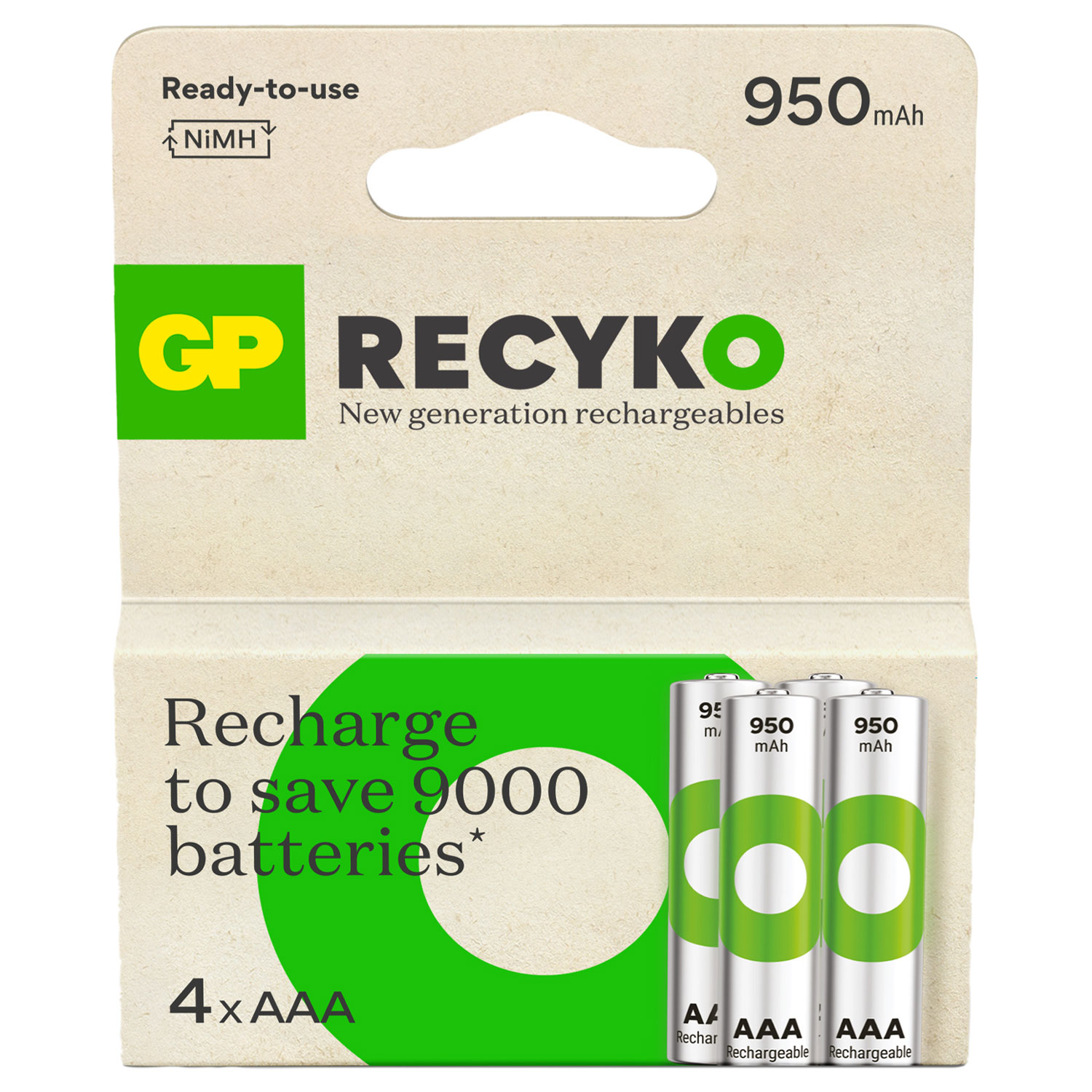 Batterie Ricaricabili GP ReCyko+ NiMH – AAA, 950mAh 656.161UK